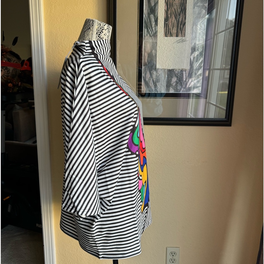 UOOZEE Life is Amazing. Stripped printed top with NWT - Picture 2 of 7